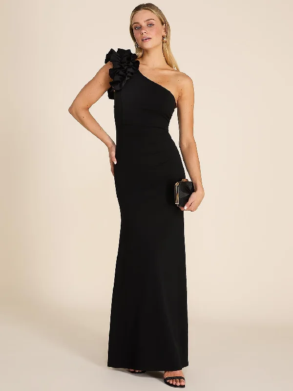 Classic Formal Dress StylesRosette One-Shoulder Fitted Gown