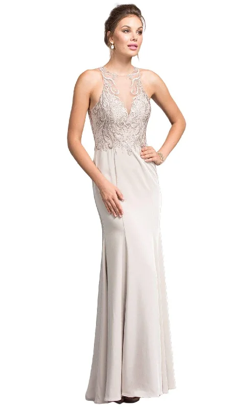 elegant prom dressesTrevi Collection - Elegant Illusion Halter Sheath Prom Dress