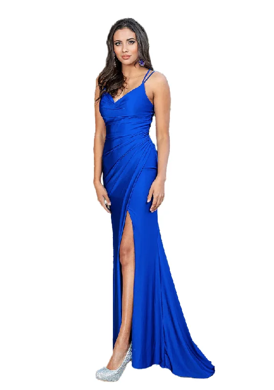 Formal Dress for GraduationsXL - dancing queen royal blue ruched v-neck cowl gown