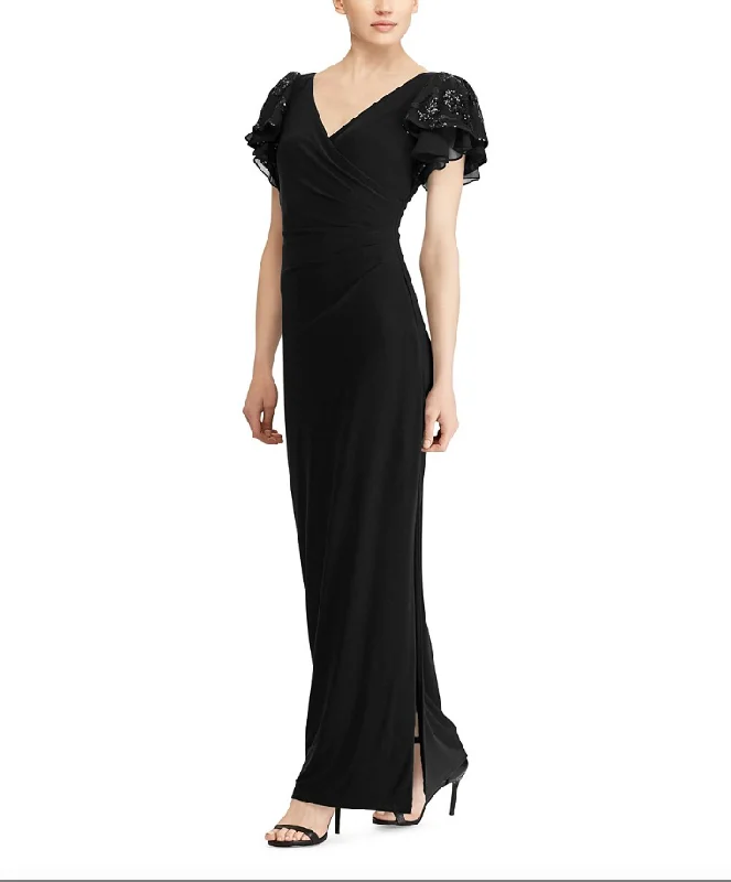 Formal Dress for Quinceañeras4 - ralph lauren black flutter cap sleeve gown