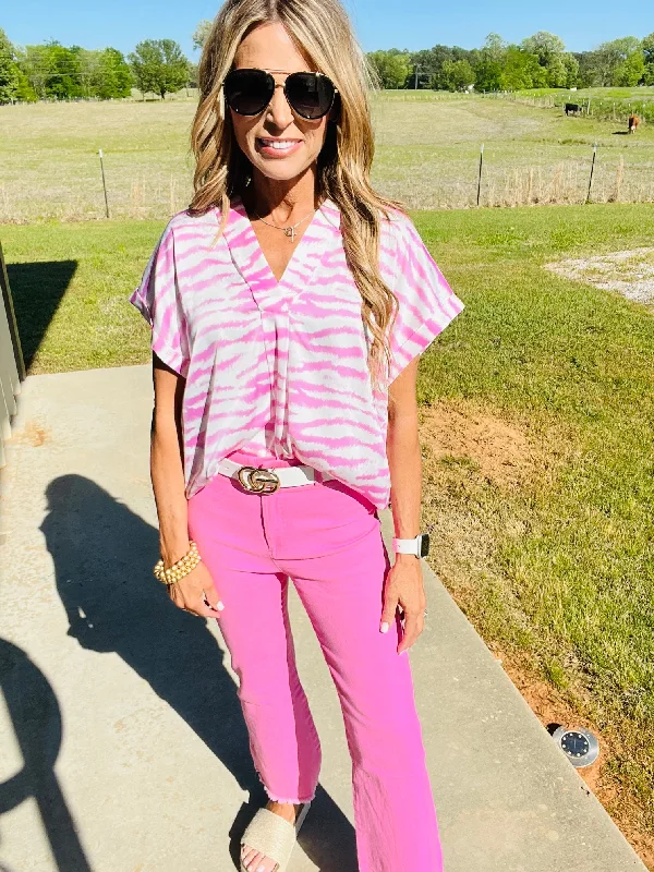 women's tops with spaghetti straps and deep V-necksHAPPINESS ON THE WAY TOP- PINK