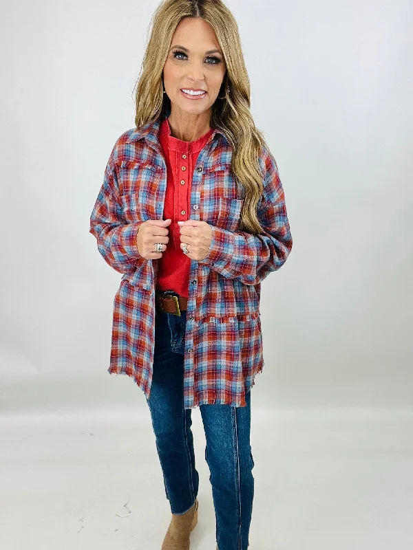 cozy women's tops for fall and winterGOING GONE FLANNEL TOP--FLASH SALE