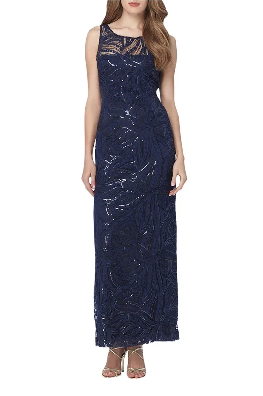 Formal Dress for Beach Weddings2 - tahari navy sequin illusion gown