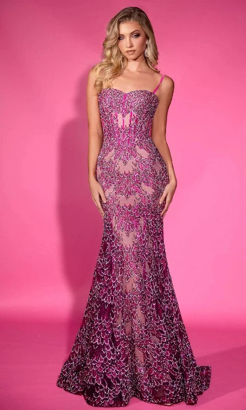 open-back prom dressesPortia and Scarlett PS25251 - Lace Detailed Prom Dress