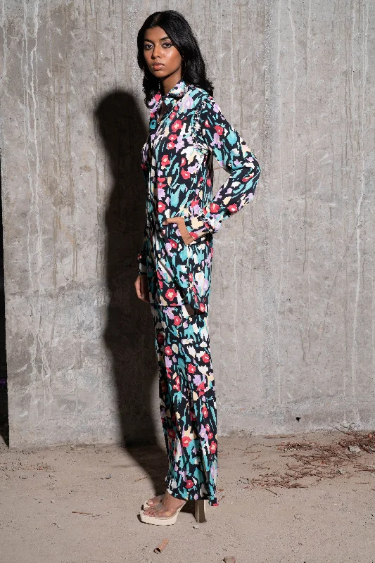 women's tops with unique designsMulticolour Printed Shirt And Trouser Co Ord Set