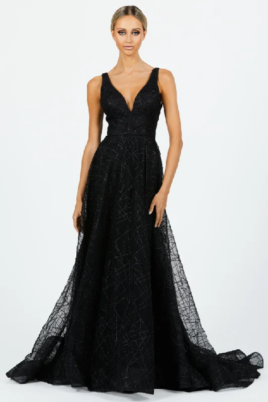 Formal Dress for Vintage Themes4 - bariano black glitter ball gown