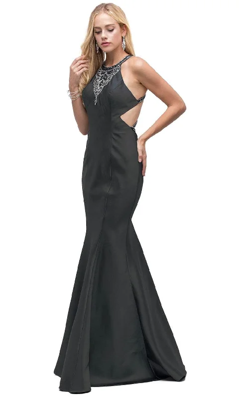 fitted prom dressesDancing Queen 9906 - Beaded Strappy Back Prom Gown