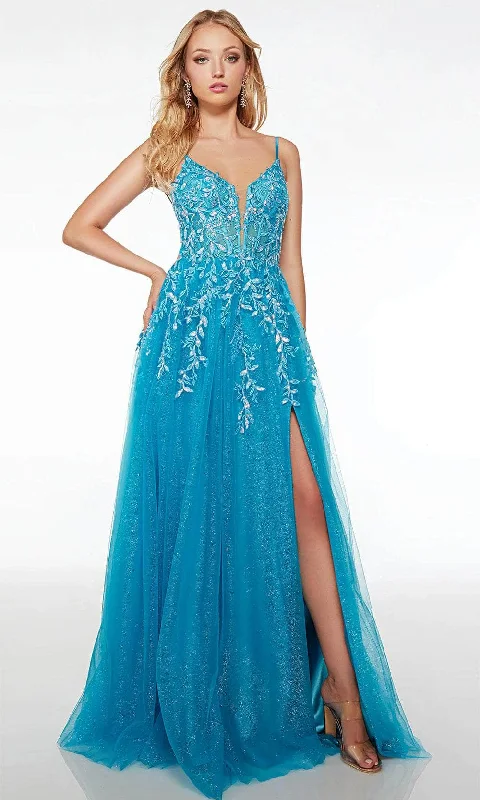 prom dress accessoriesAlyce Paris 61623 - Embroidered V-Neck Prom Gown