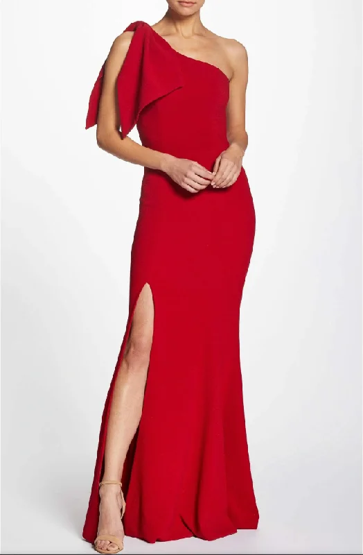 Formal Dress for Humanitarian AwardsS - dress the population red one shoulder gown with bow