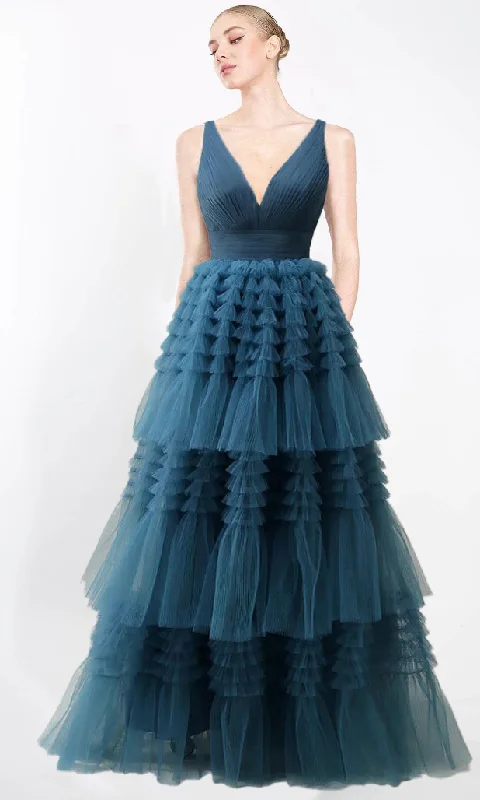 Formal Dress for Masquerade Balls4 - ssb teal tiered tulle ruffle ball gown