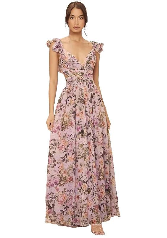 Formal Dress for Modeling AuditionsS - ssb purple floral lace up gown