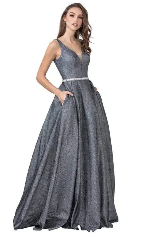 off-the-shoulder prom dressesTrevi Collection - L2303 V Back Plunging V-Neck Simple Prom Dress