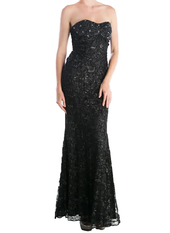 Formal Dress for Eco-Conscious EventsXS - aspeed black strapless beaded mermaid gown