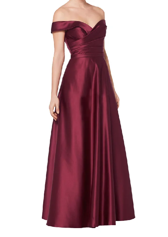 Formal Dress for Civil Ceremonies8- bill levkoff red off the shoulder satin ball gown