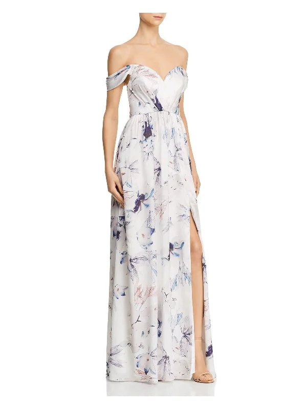 Formal Dress for Emmy Awardsbariano white floral off the shoulder gown