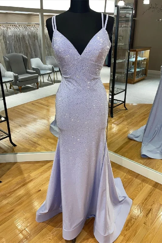 Formal Dress Trends 2023Gorgeous Lavender Beaded Mermaid Long Formal Dress