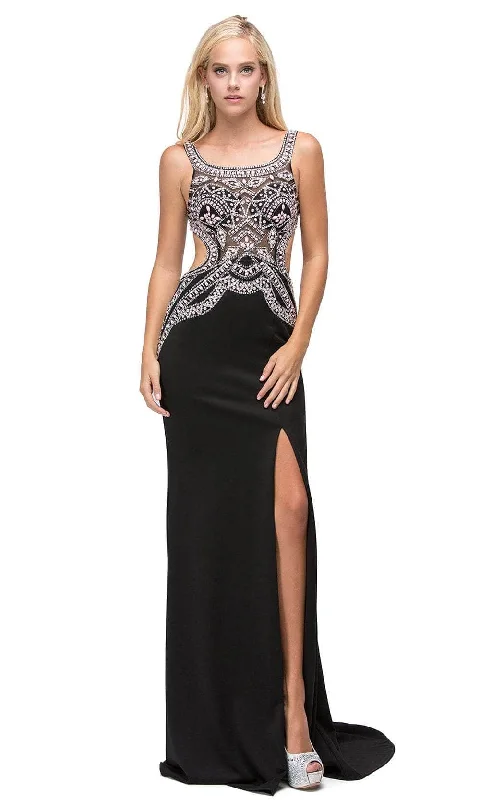 budget-friendly prom dressesDancing Queen 9612 - Scoop Beaded Illusion Prom Gown