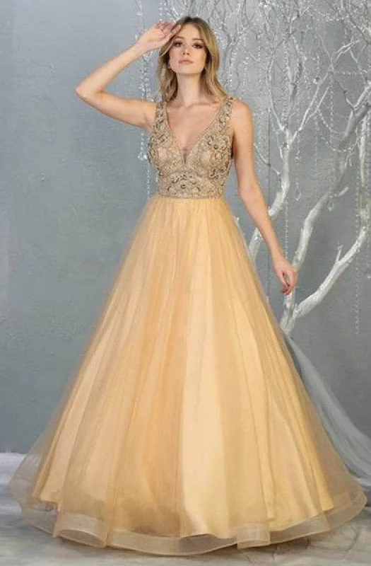 A-line prom dressesMay Queen RQ7860 - Embellished A-line Prom Dress