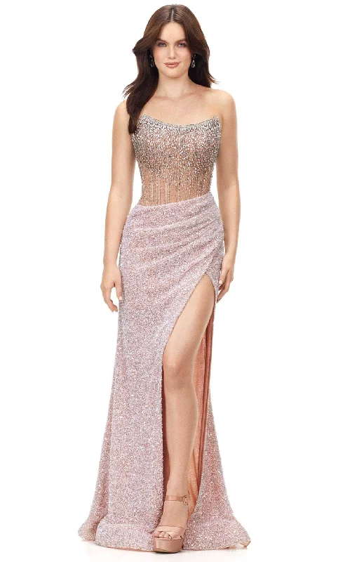 prom dresses with lace appliquésAshley Lauren 11238 - Strapless Embellished Prom Dress