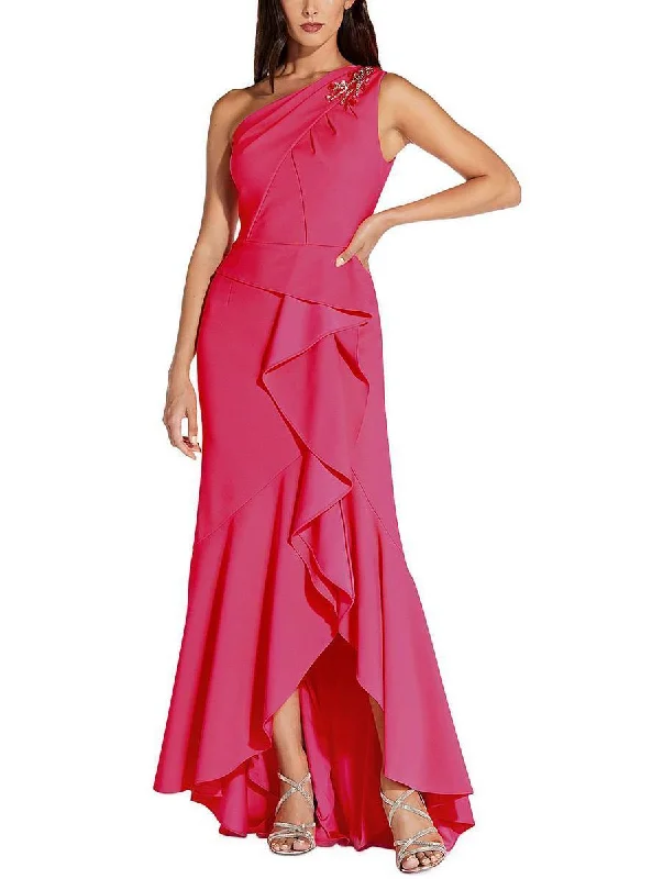 Formal Dress for Holiday Parties4 - adrianna papell hot pink one shoulder ruffle gown