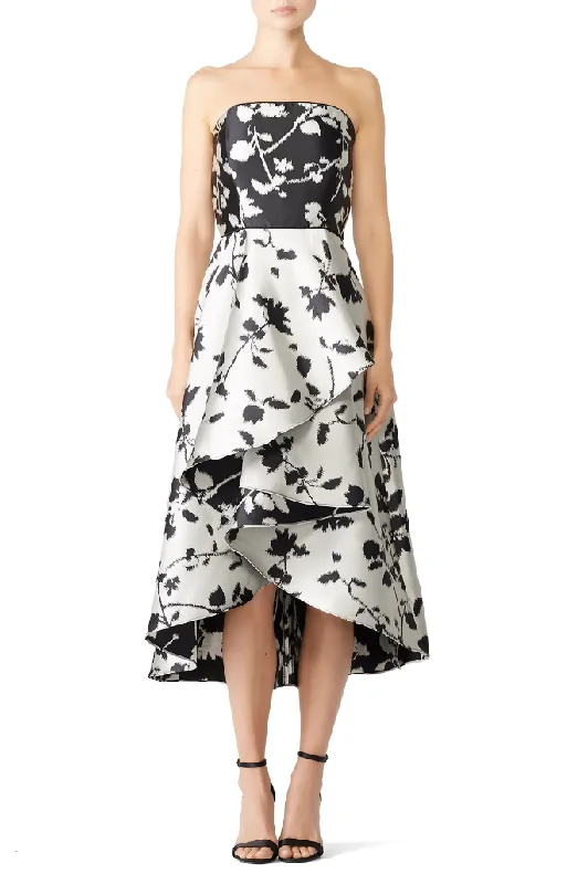 Formal Dress for Vintage Themes12 - shoshanna black & white floral high low gown