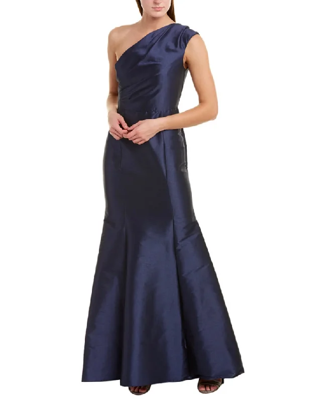 Formal Dress for Concerts6- adrianna papell navy one shoulder trumpet gown