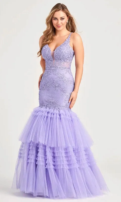 prom dresses with beaded accentsColette By Daphne CL5162 - Ruffled Trumpet Prom Dress