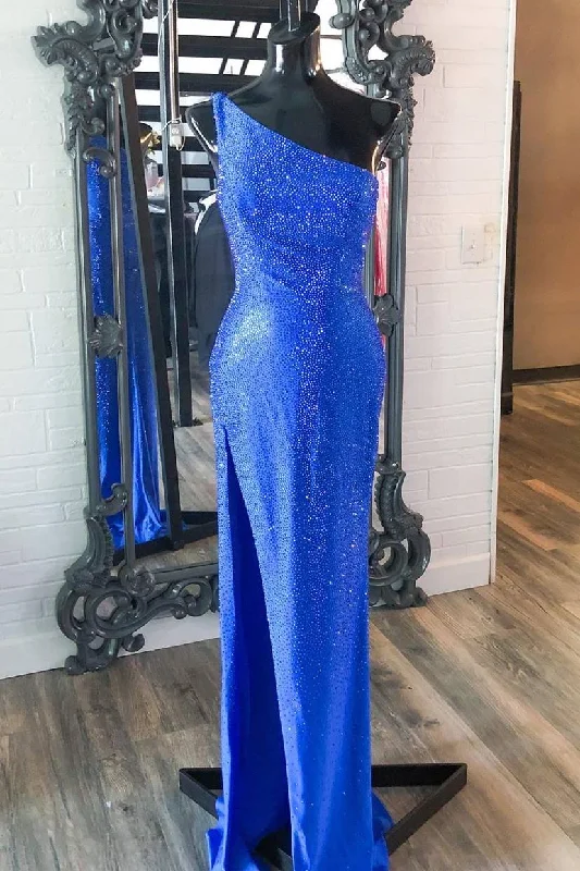 Formal Dress for Opera NightsOne Shoulder Mermaid Royal Blue Long Formal Dress