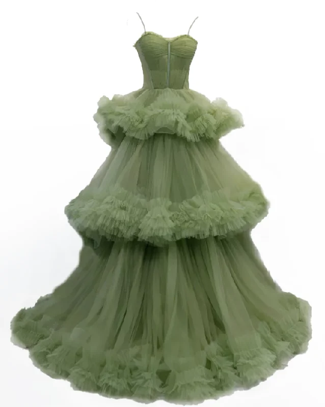 Plus Size Formal Dresses Online6 - ssb green tiered ruffle tulle gown