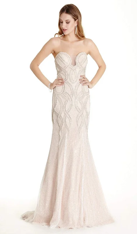 prom dresses with detachable sleevesTrevi Collection - Embellished Strapless Trumpet Prom Dress