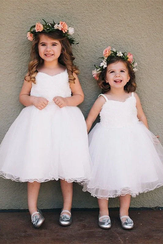 Formal Dress for Resort EventsPrincess Ball Gown White Tulle Flower Girl Dress