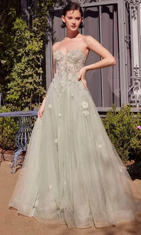 lace-up prom dressesAndrea and Leo A1418 - Sweetheart Floral Appliqued Prom Gown