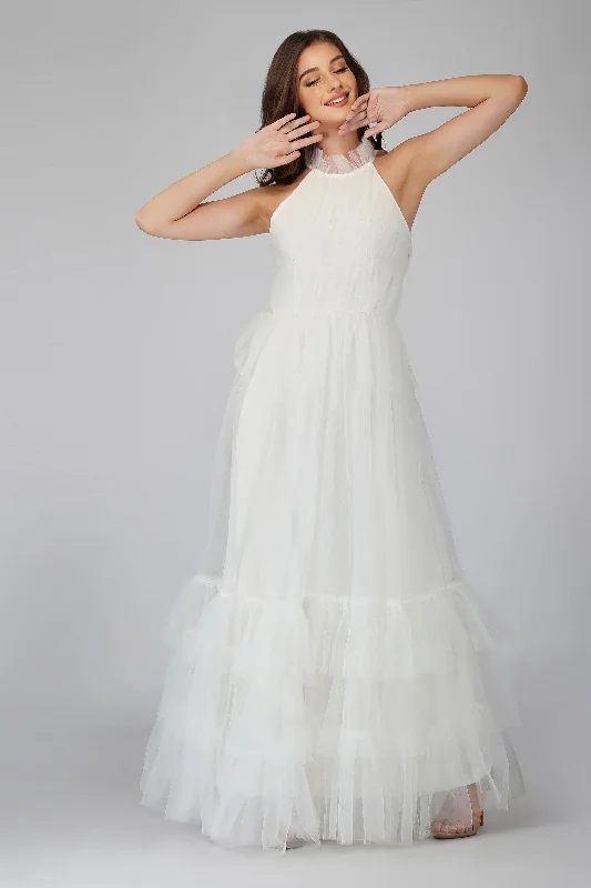 Formal Dress for Formal DinnersSafa Bridal Tulle Gown in Ivory