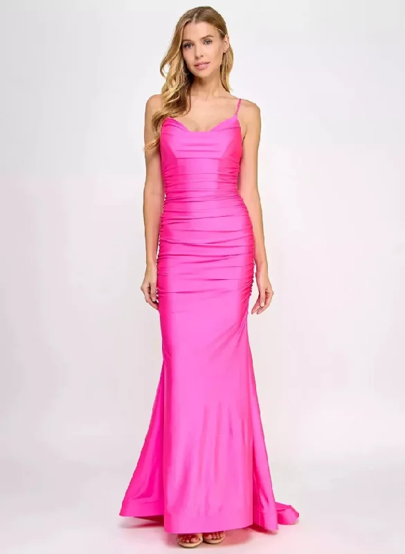 Formal Dress for Holiday Parties15 - b darlin hot pink ruched satin gown