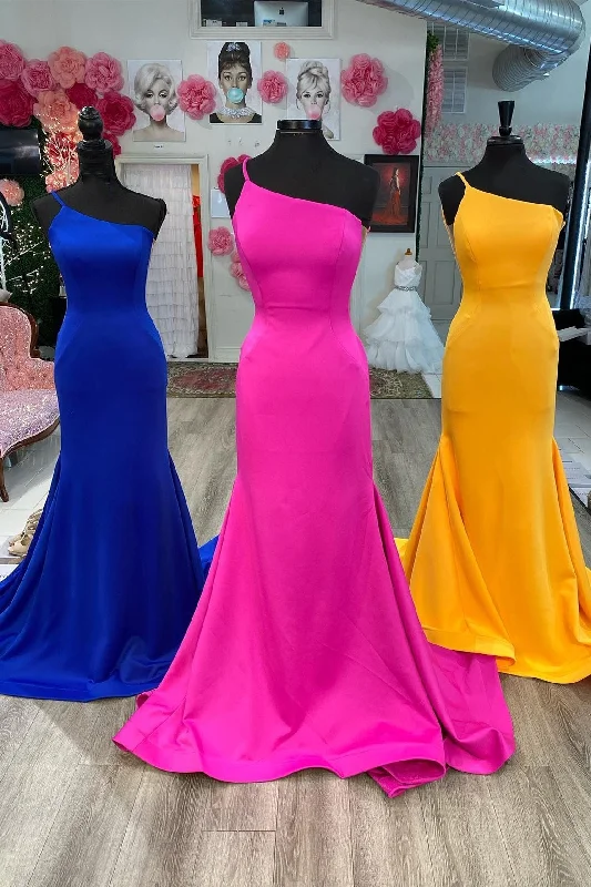 Formal Dress for Oscar NightsSimple One Shoulder Mermaid Long Formal Dress