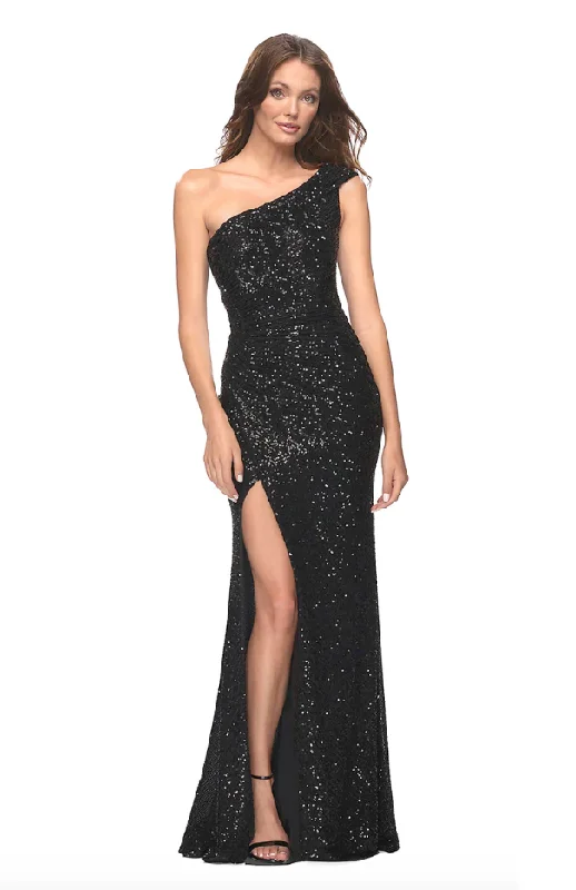 Formal Dress for Academic Awardsssb black one shoulder sequin gown