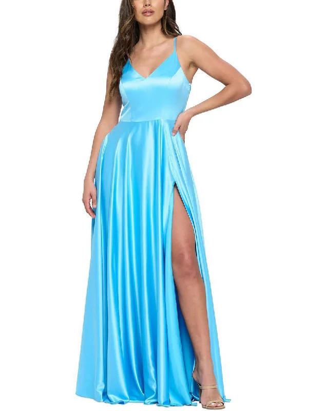 Formal Dress for Garden Party Themes1 - b darlin turquoise satin gown