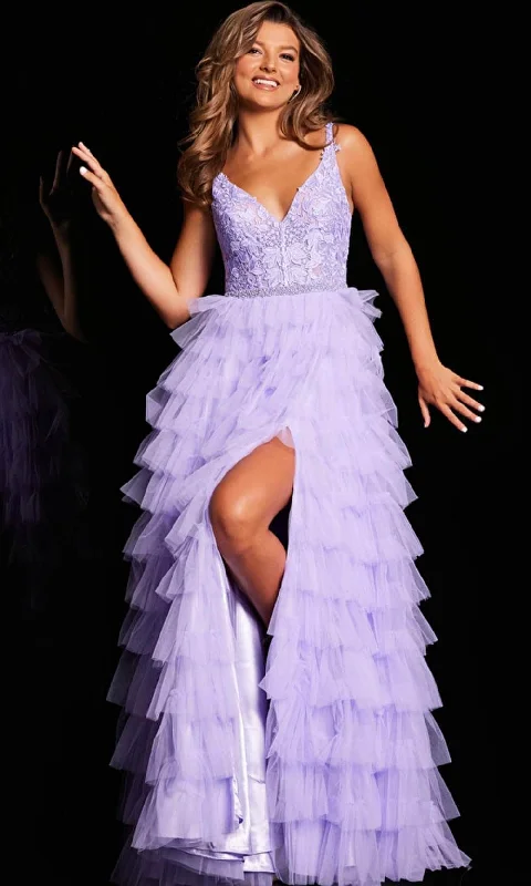 prom dress accessoriesJVN by Jovani JVN37001SC - Ruffle Tiered Prom Dress