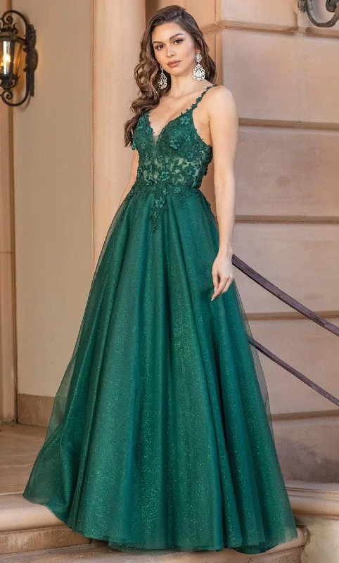 prom dresses for pear shapesDancing Queen 4328 - V-Neck Embroidered Prom Gown