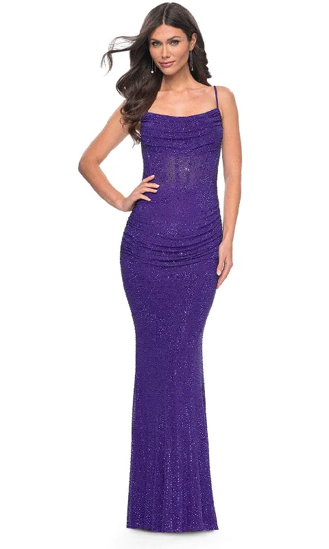 ball gown prom dressesLa Femme 31932 - Spaghetti Strap Beaded Prom Dress