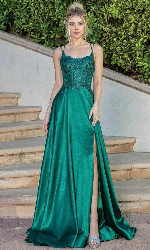 beaded prom dressesDancing Queen - Embellished Scoop Prom Dress 4247  - 1 pc Hunter Green In Size M Available