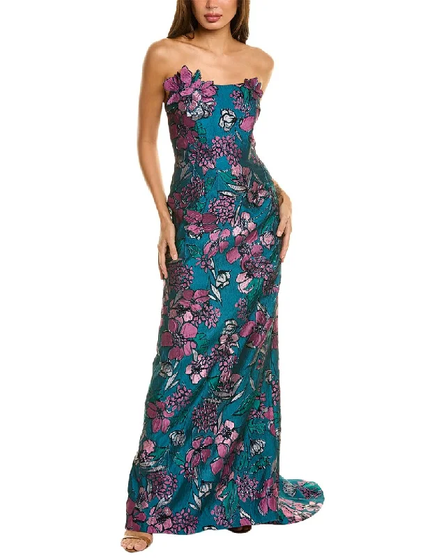 Formal Dress for Literary AwardsRene Ruiz Strapless Applique Brocade Gown