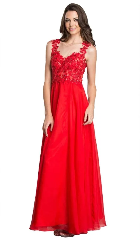 prom dress accessoriesTrevi Collection - Illusion Back Long A-Line Prom Dress