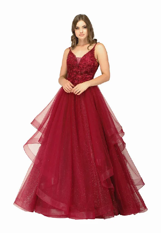 Formal Dress for DebutantesM - ssb red glitter layered tulle ballgown