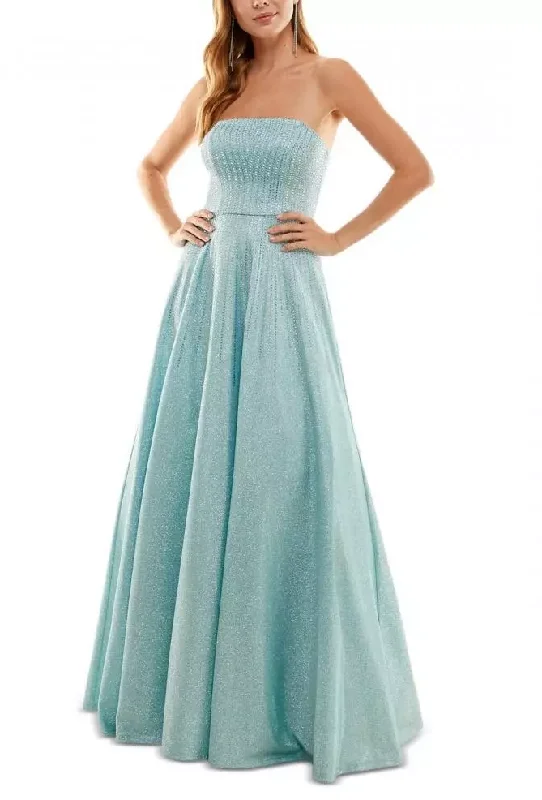 Formal Dress for Museum Galascity studio light blue strapless studded gown