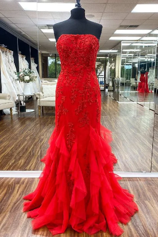 Formal Dress for Resort EventsGorgeous Red Applqiues Long Formal Dress