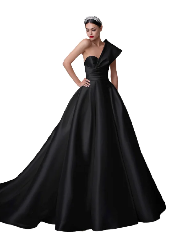 Formal Dress Shops in New York6 - ssb black one shoulder satin ball gown