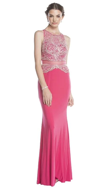 corset prom dressesTrevi Collection - Embellished Mock Two Piece Prom Dress