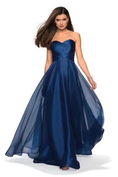 tulle prom dressesLa Femme - Strapless Sweetheart Metallic Chiffon Prom Dress 27515SC