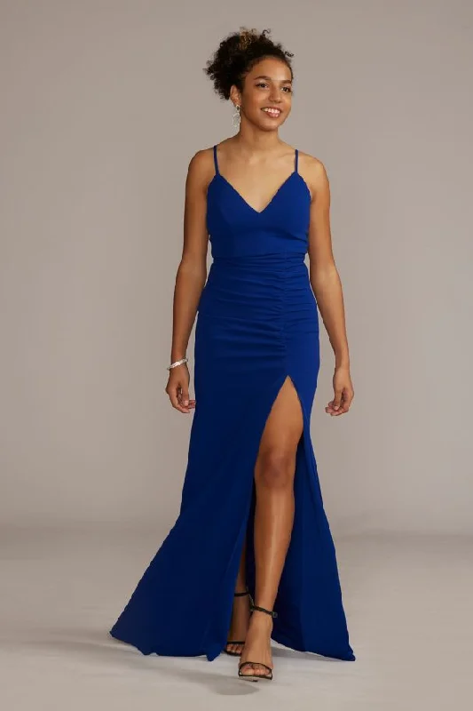 ELEGANT Formal Dress DesignsL - emerald sundae royal blue ruched fitted gown